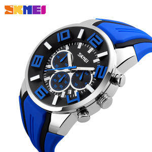 Luxe Mode Legering Case Luxe Quartz Polshorloge Eigen Fabriek 6 Handen Mannen Stophorloge Siliconen Band Wachters Skmei9128 - Product Image 1