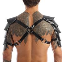 Armure d'épaule de guerrier médiéval pour hommes pour les jeux de rôle LARP, sangle de poitrine réglable, combinaison sexy en cuir PU