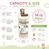 Bouteille d'eau Tritan pour enfants avec paille, sans BPA, anti-fuite, portable pour l'école et l'extérieur, motif Snoopy mignon, 500 ml