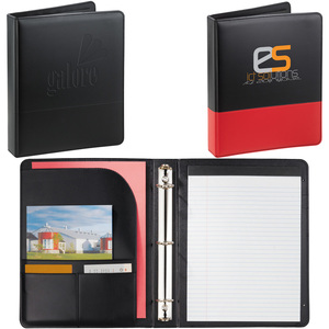 Custom Logo A4 Leather Portfolio Padfolio, Leather Binder, 3 Ring Binder Padfolio Folder Organizer