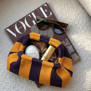 Trending <b>Women</b> Knitted Cloud <b>Bag</b> Colorful Stripe Design Soft Woven Handbag Makeup <b>Pouch</b> Casual Daily Beach Travel Clutch Purse - Product Image 4