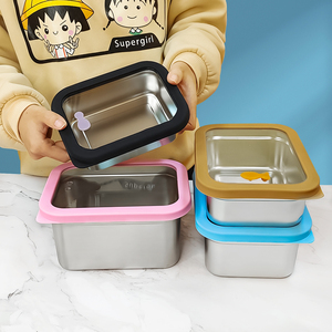 Lihong 2022 New custom lunch box kids school 304 stainless steel lunch box metal lunch box bento with glass silicon lid