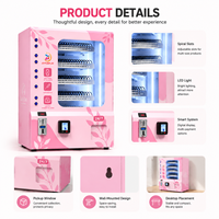 Máquina Expendedora Pequeña JFP Rosa con Pantalla Táctil, para Fundas de Celulares, Mini Comida y Bebida, Monedas, Personalizable, OEM
