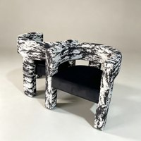 Fauteuil d'appoint design moderne en tissu imprimé noir et blanc, fauteuil de détente rembourré pour salon, hall d'hôtel