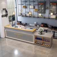 Comptoir d'accueil sur mesure avec bordure simple pour salon de thé, bar, salon de beauté et magasin de vêtements
