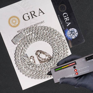 Hip Hop Phong Cách 925 Bạc 6Mm 8Mm 10Mm D Màu Vvs Kim Cương Iced Moissanite Đồ Trang Sức Cuba Chuỗi Cho Nam Giới Liên Kết Chuỗi Vòng Cổ - Product Image 1