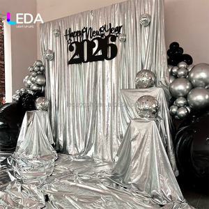 LEDA New Arrival Elegant Silver Drapery Stage Wedding Curtain Spandex Fabric <b>Party</b> <b>Decoration</b> for Events - Product Image 6