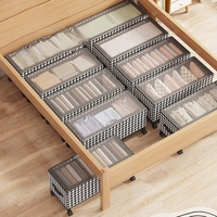 Boîte de rangement sous lit avec roulettes, transparente et anti-poussière, pour organisation domestique et rangement de vêtements
