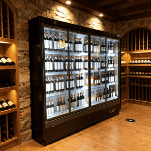 Frigorifero Buffet con Armadietto, Frigorifero Verticale con Porte in Vetro Separate e Raffreddamento ad Aria - Product Image 1