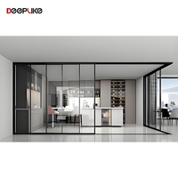 Porte coulissante à quatre panneaux ultra-mince, adaptée à l'intérieur, système parfait, porte de séparation en verre en alliage d'aluminium