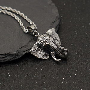 Collier Pendentif <span class=keywords><strong>Dent</strong></span> d'Éléphant Bijoux Ethniques <span class=keywords><strong>Argent</strong></span> Noir Colliers Éléphant - Product Image 1