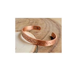 Best Selling Engraved <b>Copper</b> Magnetic Cuff <b>Bracelet</b> with Zigzag Design Adjustable Jewelry for <b>Men</b> and Women Available for Sale - Product Image 6