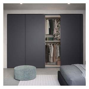 Armoires de chambre à coucher au design moderne haut de gamme, finition laquée noire, sur mesure - Product Image 5