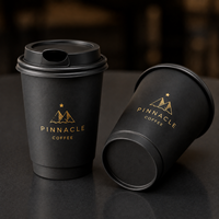 Gobelets en papier écologiques à double paroi avec couvercles, compostables, en kraft, pour boissons chaudes, café, café à emporter, restaurant, en vrac