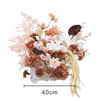 Dekorasi Bunga Lantai Mawar Sutra Coklat Pink Vintage Mewah Buatan Tangan untuk Latar Belakang Pernikahan, Perlengkapan Pesta
