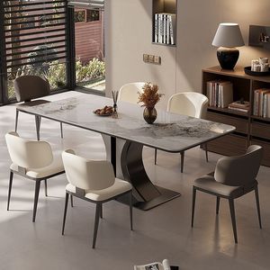 <b>Dining</b> Table And Chairs <b>Set</b> 6 Piece Rectangular Modern Italian Style <b>Space</b> <b>Saving</b> For Small Apartments - Product Image 4