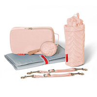 Ensemble de sac à langer multifonctionnel et tendance en six pièces, fermeture éclair matelassée, sac à langer portable pour maman