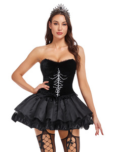 Conjunto de Encaje Estilo Gótico Dulce y Atractivo, Perfecto para <span class=keywords><strong>Halloween</strong></span>, Vestido Sexy de Carnaval, Disfraz de Viuda Negra, Vestido de Fiesta para Mujer - Product Image 6