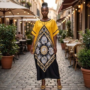 Robe longue Kaftan <span class=keywords><strong>Boubou</strong></span> en Chiffon <span class=keywords><strong>Bazin</strong></span> pour <span class=keywords><strong>femme</strong></span>, grande taille, confortable, style ethnique africain, mode estivale, streetwear et plage - Product Image 3