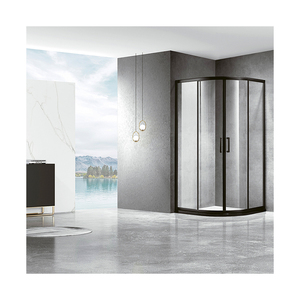 Porte coulissante <span class=keywords><strong>de</strong></span> <span class=keywords><strong>salle</strong></span> <span class=keywords><strong>de</strong></span> <span class=keywords><strong>bain</strong></span> en verre trempé étanche avec cadre en acier inoxydable, design d'angle <span class=keywords><strong>de</strong></span> forme ronde pour appartement - Product Image 2