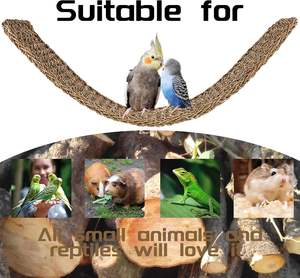 Jaring Tidur Burung Anyaman Rumput Alami, Tikar Panjat Tali, Mainan Kunyah, Aksesoris Kandang untuk Burung Beo, <span class=keywords><strong>Cockatiel</strong></span> & Hewan Peliharaan Kecil - Product Image 2