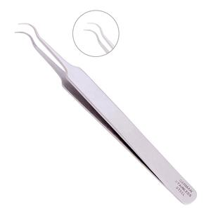 Venta al por mayor Pinzas de extensión de pestañas de acero inoxidable dorado Pinzas de volumen de punta de fibra - Product Image 1