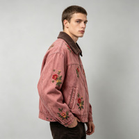 Blouson Bomber Homme Personnalisé à Col Montant Brodé, Style Vintage Délavé, Patchwork, Vêtement de Travail, Manteau Streetwear