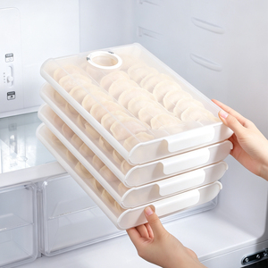Boîte de rangement alimentaire multifonctionnelle pour congélateur, empilable, transparente, avec couvercle, pour raviolis surgelés, personnalisable (logo/couleur), compatible congélateur - Product Image 1