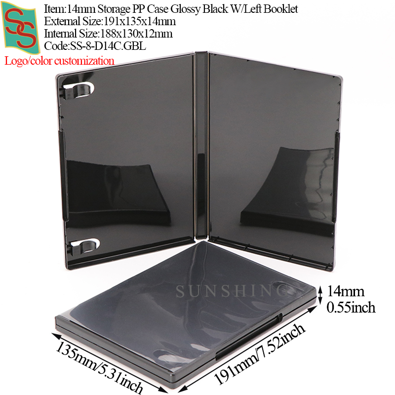 D14C:191x135x14mm--W/Left Booklet Black