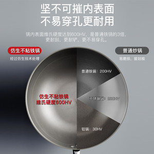 Wok en fonte antiadhésif, poêle à frire domestique non revêtue, pour cuisinières à gaz et à induction, pré-assaisonnée - Product Image 3