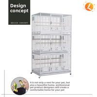 Cage à perroquets moderne à trois niveaux, robuste, pour macaws et perruches, en fil d'acier à faible teneur en carbone, thermolaqué, extra-large, de luxe