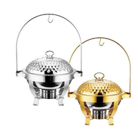 Ensemble de réchauds de buffet élégants en acier inoxydable, capacité 4,5L/6L/8L, design moderne, gain de place, stable pour la restauration et les plats chauds