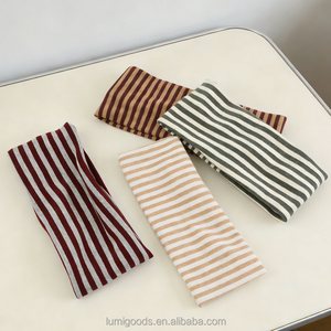 Bandeaux larges rayés pour femmes, antidérapants, élastiques, en coton, bandanas tendance pour l'entraînement et le yoga - Product Image 5