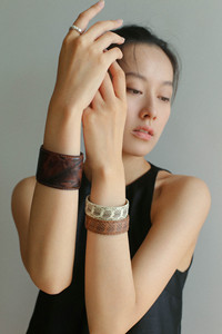 Wholesale Snake Croc Embossed PU Leather Cuff <b>Bracelet</b> Unisex Open Bangle <b>Boho</b> Punk Vintage Wrist Jewelry Gift For Men Women - Product Image 2