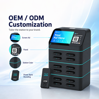 Mesin Vending Power Bank 12 Slot dengan Layar Iklan 4G/Wi-Fi 60W PD, Stasiun Pengisian Daya Ponsel Portabel untuk Sewa