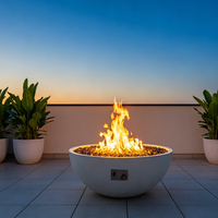 Table de feu extérieure moderne en béton pour terrasse, foyer à gaz sans fumée avec 65K BTU, flamme réelle pour villa urbaine
