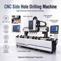 Machine de perçage latéral CNC à double tête de haute précision pour armoires sur mesure avec guidage taïwanais et traitement anti-corrosion