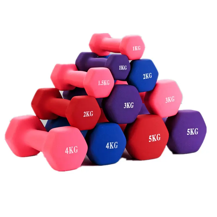 TOPKO hex neoprene gym use fitness free weight PVC coated rubber yoga dumbbell for women