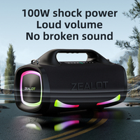 ZEALOT S79 Speaker suara Stereo 100W, Speaker suara Stereo, Bass ekstra, lampu LED sinkronisasi pesta, Power Bank bawaan, Speaker luar ruangan tahan air IPX6