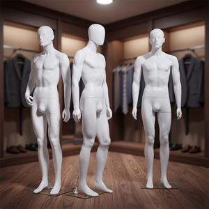 Manichini in PP non verniciati, coppia <span class=keywords><strong>uomo</strong></span>/<span class=keywords><strong>donna</strong></span>, finitura naturale in plastica ecologica per esposizione abiti - Product Image 1