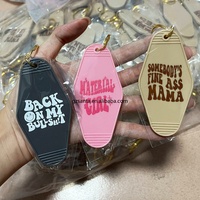 Gzsanta Souvenir Ramah Lingkungan Bertema Bunga Cetak UV Bahan Plastik Promosi Gantungan Kunci Kamar Motel Hotel Retro Vintage