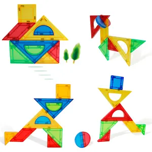 Sortier-und Stapels piele Motesssori Lernspiel zeug Magnetic Plastic Tangram Pattern Blocks Puzzle