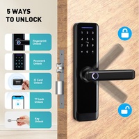 Serrure de porte intelligente électrique Smartek avec poignée en bois, carte à code numérique, personnalisation, empreinte digitale, TTlock pour la maison