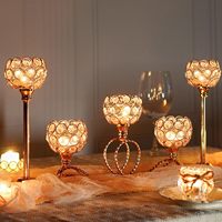 Uschool – Nouveau Chandelier de Luxe en Métal Plaqué de Haute Qualité, 3 Têtes et 5 Bras, avec Cristaux, pour Bougies Chauffe-Plat – Élégant Centre de Table de Mariage