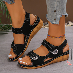 Nuevas Sandalias Casuales de Plataforma con Cuña para Mujer, Talla Grande, Primavera/Otoño Verano, con Punta Abierta, Cierre de Velcro, Parte Superior de PU - Product Image 5