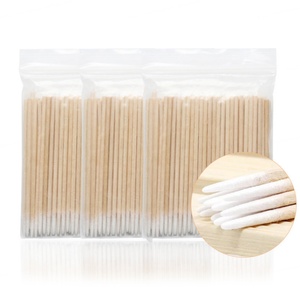 Brosse à coton ultra-petite en bois, mini-brosse jetable en kapok, coton biologique, outil de maquillage pour extensions de cils - Product Image 1