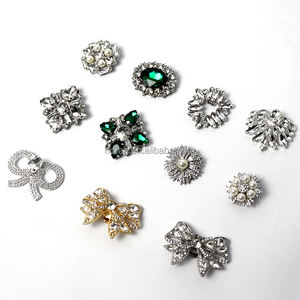 RB002 Hot Fix Vintage <strong>Metal</strong> Rhinestone <strong>Buttons</strong> Bling Flatback Flower Crystal Pearl <strong>Buttons</strong> for Shoes Accessories - Product Image 1
