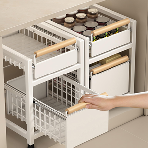 Organizador de Gabinetes Extraíble de 2 Niveles a Prueba de Polvo para Baño y Cocina, para Especias, Juguetes, Bolsas Escolares, con Cajones Deslizantes - Product Image 2