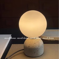 Lampe de table en marbre naturel travertin, style nordique, mi-siècle, Wabi-sabi, lumière d'ambiance