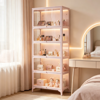 Vitrine moderne en acier avec portes en verre, bibliothèque pour la maison, le bureau, la chambre à coucher, le salon